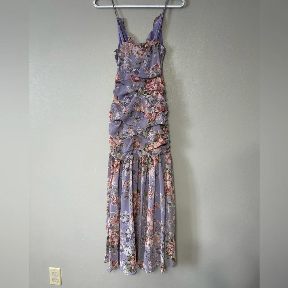 Free People ASTR The Label Kiana Floral Ruched Midi Dress Size XS - Picture 11 of 12